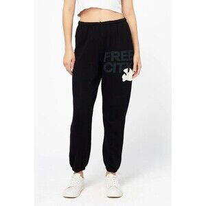 NWT FREECITY Logo Jogger Sweatpants in Blackspace Cream Dove Bird Size S Y2k